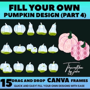 Spooky Halloween Pumpkin Canva Frames Bundle Part 4 | Editable Templates | 15 Drag & Drop Frames | Halloween Clipart | DIY Pumpkin PNG