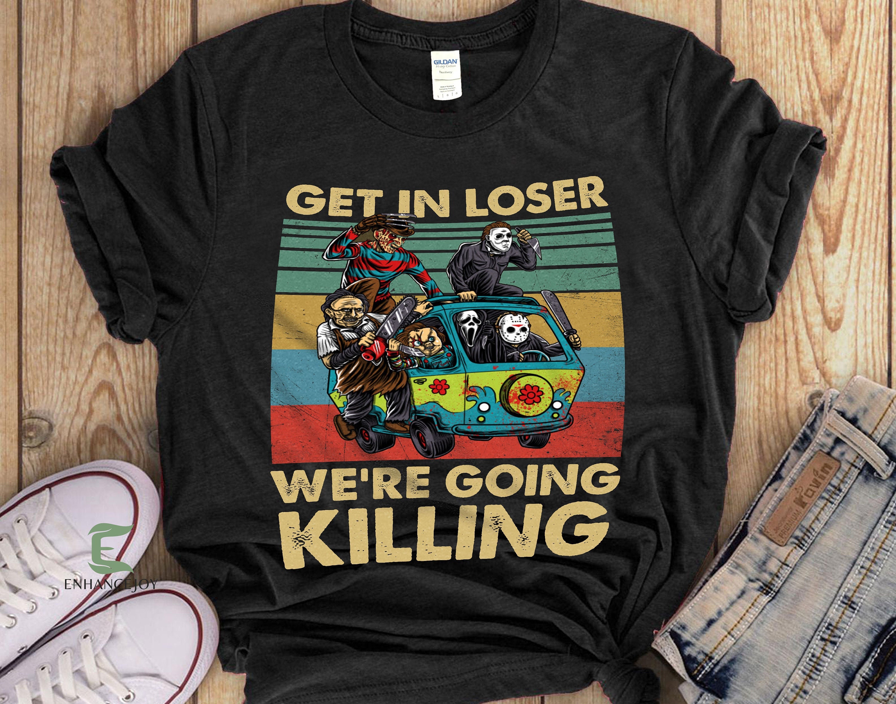 Discover Get In Loser We're Going Killing Lustiges Horror Charaktere Halloween T-Shirt