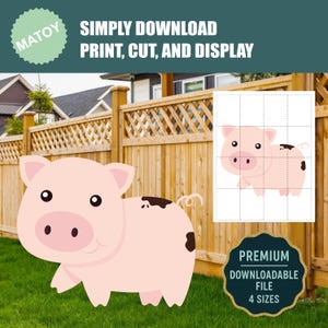 Cute Pig Themed Party | Wall Decor - Yard Art Template | Full-Color Printable Cutout | DIY Party Props | Trace & Cut Craft Pattern PDF