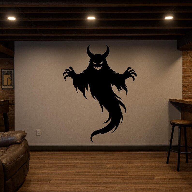Scary Demon Ghost Silhouette | Halloween Wall Art Template (digital ...