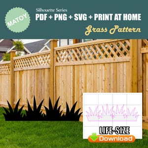 Garden-party et décoration murale en herbe | Silhouette imprimable taille réelle | Motif de traçage et de découpe pour l'art de la cour, des idées de jardin et des présentoirs d'événements