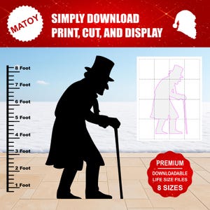 Scrooge Christmas Silhouette Printable | Ebenezer Yard Art & Wall Decor (Digital Download)