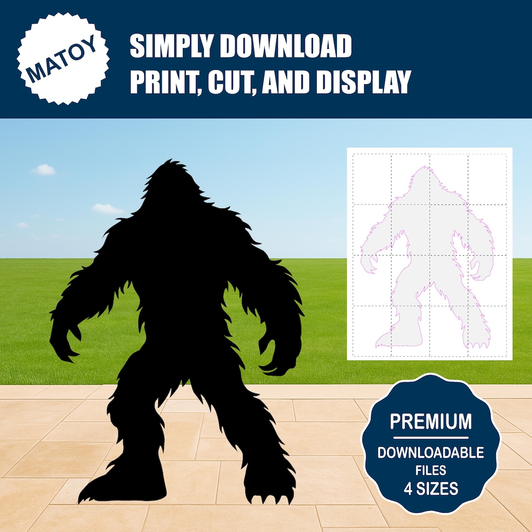Bigfoot Silhouette Template | Life-size Sasquatch Cutout (digital ...