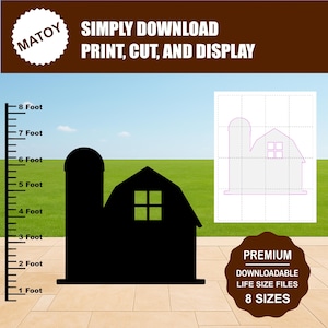 Plantilla de silueta de granero con silo / Decoración de granja (Descarga digital)