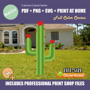 Cactus Wall and Yard Art Pattern | Full-Color Printable Professional Files | Trace & Cut Crafts | DIY Party Decorations | Western Theme
