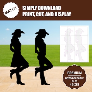 Cowgirl Silhouette | Western Party Decor, Yard Art (Printable Pattern)