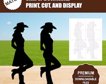Silhouette de cow-girl | Décoration de fête western, oeuvre d'art dans votre jardin (motif imprimable)