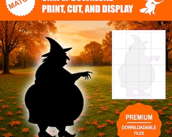 Large Witch Silhouette Template | Halloween Party Decor (Digital Download)