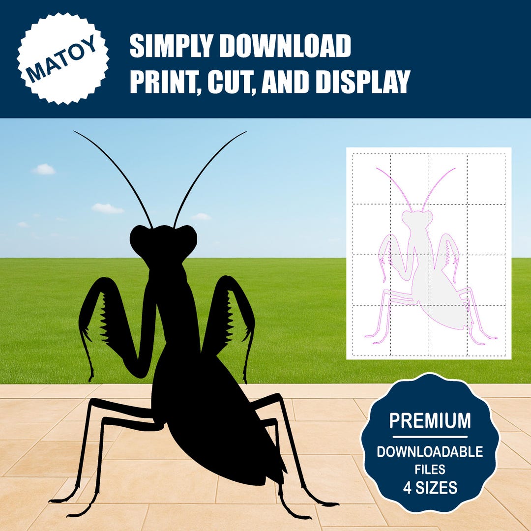 Praying Mantis Silhouette Template | Printable Insect Wall Decor ...