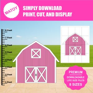 Pink Farm Barn Printable | Party Backdrop & Yard Art (Digital Download)