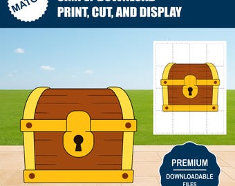 Plantilla imprimible de cofre del tesoro/Decoración para fiesta pirata (descarga digital)