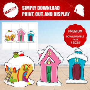 Whoville Village Houses Christmas Wall and Yard Art Patterns | Full-Color Printable Files | Life Size Printables and Whoville Event Displays