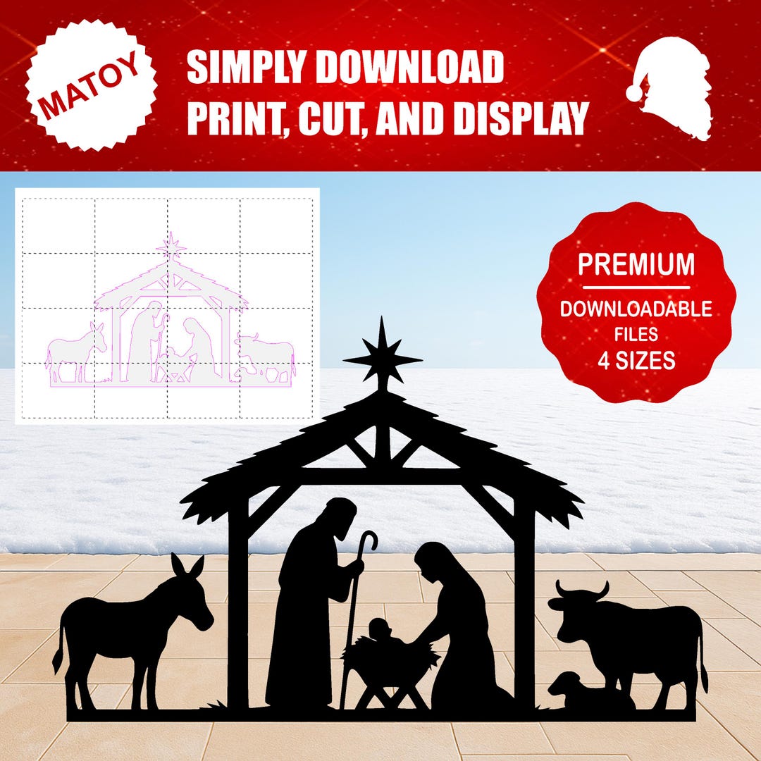 Nativity Scene Silhouette Template | Christmas Yard Art (digital ...