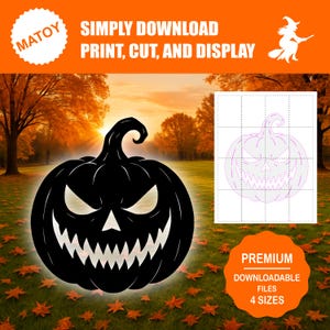 Jack-O-Lantern Halloween Party - Wall Decor | Printable Life-Size Silhouette | Trace & Cut Pattern - Yard Art Garden Ideas and Event Display