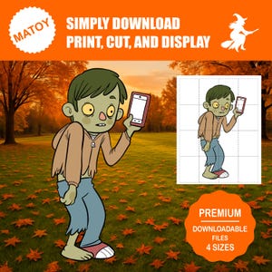 Festa di Halloween con zombie adolescenti / Modello per decorazioni da parete e da giardino / Ritaglio stampabile a colori / Accessorio fai da te per feste / File con modello da tracciare e tagliare