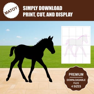 Baby Horse Foal Farm Party and Wall Decor | Printable Life-Size Silhouette | Trace & Cut Pattern for Yard Art Garden Ideas and Event Display