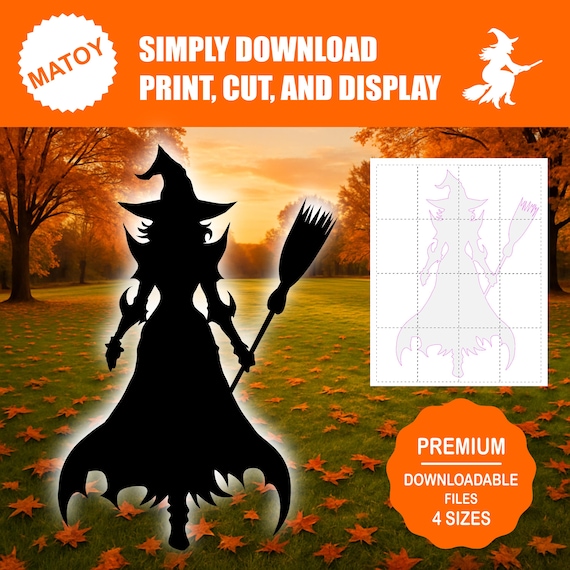 Witch Silhouette Template | Halloween Lawn or Wall Decor (Digital Download)
