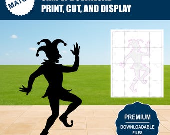 Court Jester Silhouette Template | Medieval Party Decor (Digital Download)