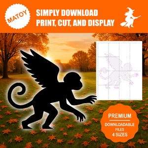 Flying Monkey Party and Wall Decor | Printable Life-Size Silhouette | Trace & Cut Pattern for Yard Art, Garden Ideas and Event Displays
