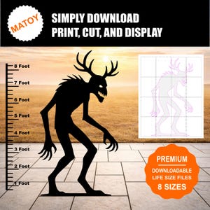 Plantilla de silueta de Wendigo Skinwalker / Criptozoo de Halloween para imprimir (Descarga digital)