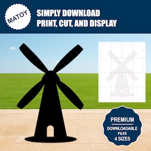 Windmill Party and Wall Decor | Printable Life-Size Silhouette | Trace & Cut Pattern for Yard Art, Garden Ideas - Event Displays