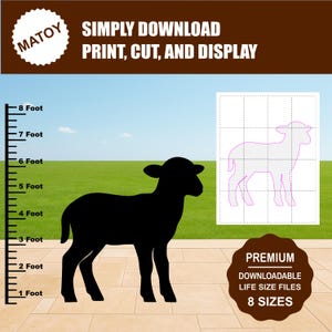 Plantilla de silueta de corderito / Decoración para fiesta de granja (Descarga digital)