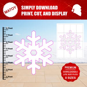Copo de nieve gigante para fiesta y decoración de pared / Silueta imprimible a tamaño real (descarga digital)