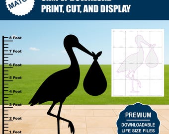 Storch mit Baby Silhouette Vorlage | Baby Shower Decor (Digitaler Download)