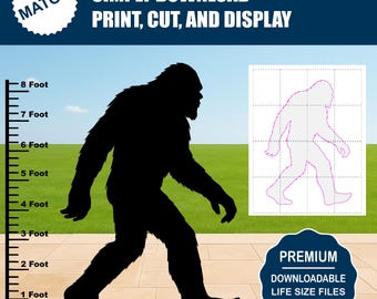 Silueta de Pie Grande caminando imprimible / Recorte de Sasquatch a tamaño real (Descarga digital)