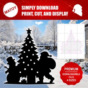 Frohe Weihnachten Party und Wand Dekor | Druckbare Lebensgroße Silhouette | Trace & Cut Pattern für Yard Art und Event Display | Weihnachtlicher Vektor