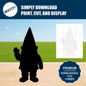 Waving Garden Gnome Silhouette Template | Printable Yard Art (Digital Download)