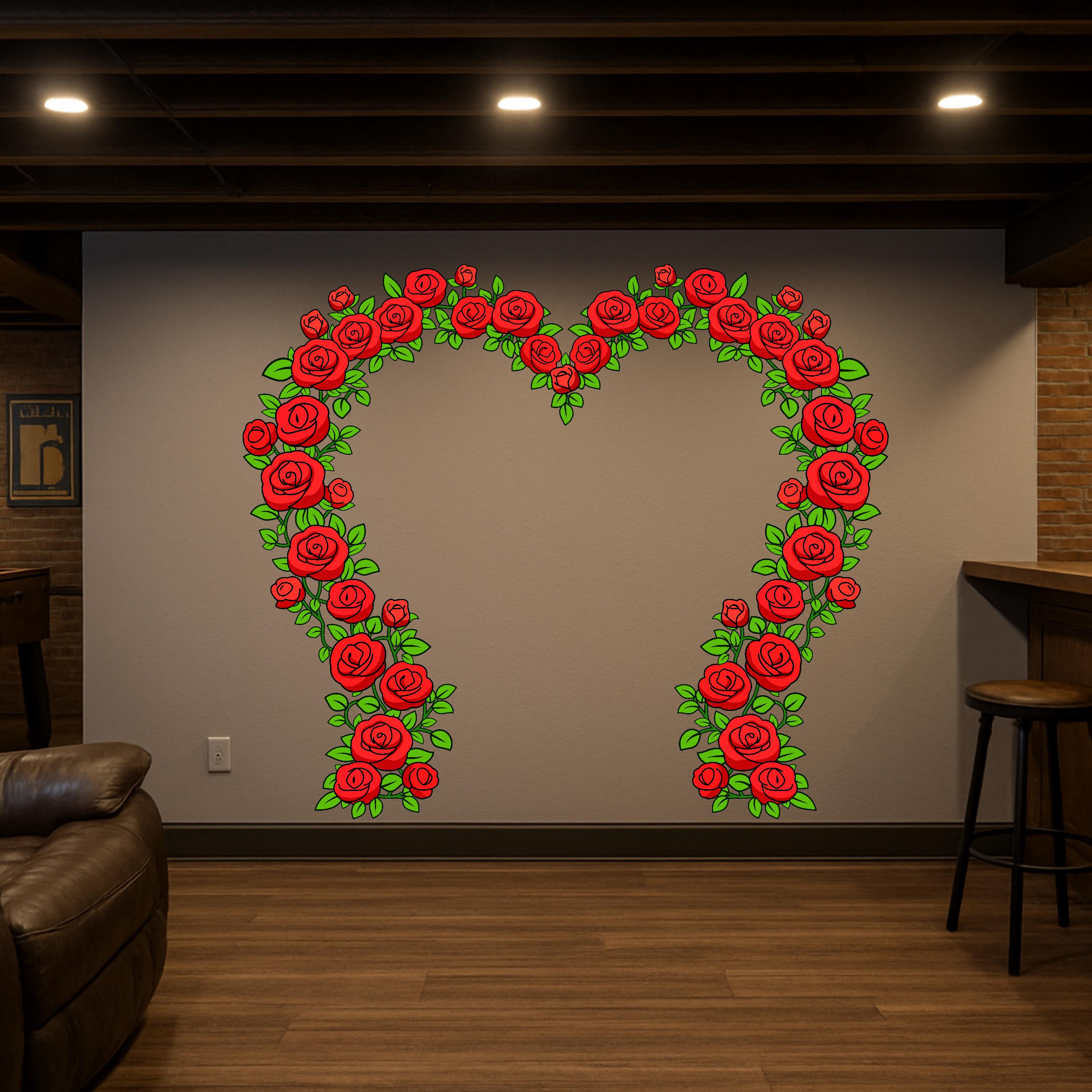 Red Roses Arch Printable Free Rose Heart Arch Printable Template | Valentine's Day Wall and Yard ...