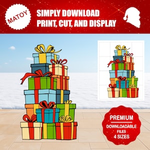 Kerstcadeaus tuinkunstpatroon | DIY-feestdecoratie (afdrukbare sjabloon)