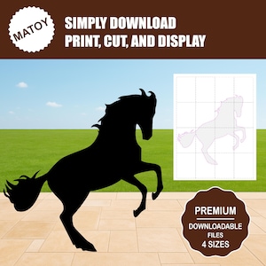 Rearing Horse Farm Party and Wall Decor | Printable Life-Size Silhouette | Trace & Cut Pattern for Yard Art, Garden Ideas and Event Displays
