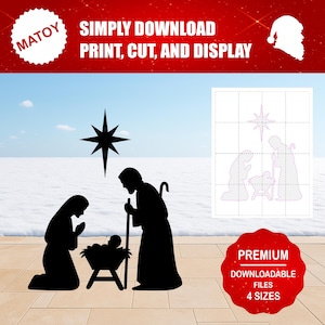 Silueta del Niño Jesús en la Natividad / Decoración navideña imprimible (Descarga digital)