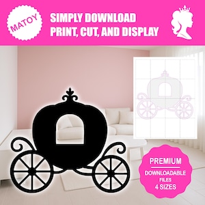 Princess Carriage Party and Wall Decor | Printable Life-Size Silhouette | Trace & Cut Pattern for Yard Art, Garden Ideas and Event Displays