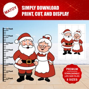 Santa and Mrs. Clause Christmas Full Color Printable | Holiday backdrops & photobooth props (Digital Download)