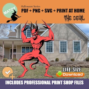 Devil Satan Demon Yard Art Pattern | Full-Color Printable and Professional Files | Trace and Cut Stencil | DIY Outdoor Woodworking Decor