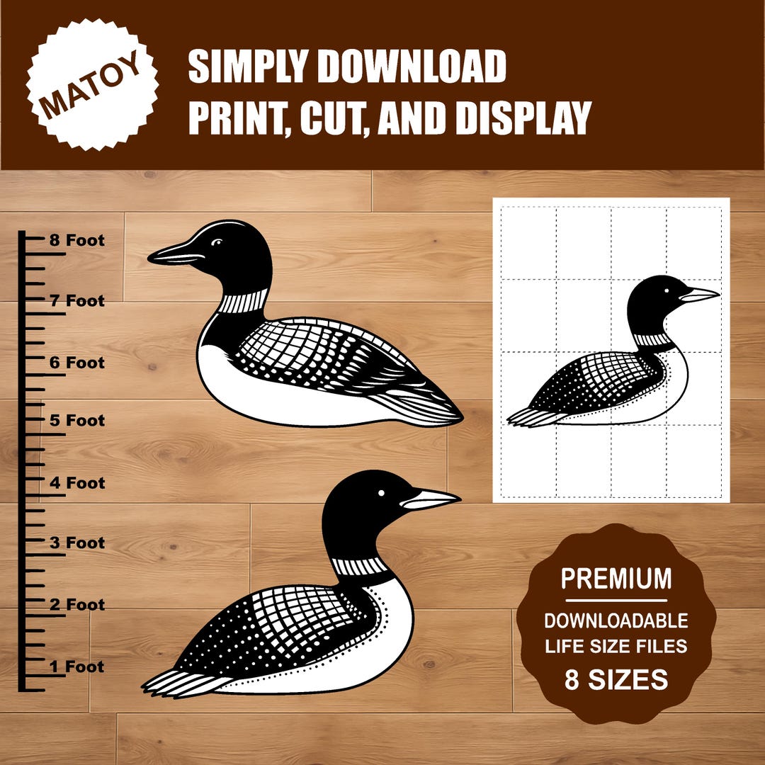 Loon Pattern Paper Loon Bird Wall and Yard Art Pattern | Printable Cutout Bird Template ...