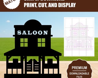 Saloon Silhouette Template | Wild West Party Decor (Digital Download)