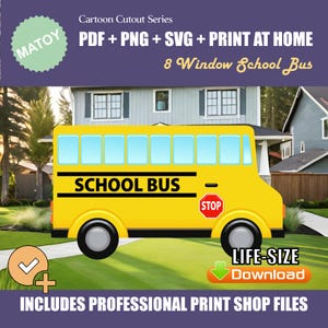 Motif artistique mural et de jardin d'autobus scolaire | Fichiers professionnels et imprimables en couleur | Créations manuelles tracées et découpées | Décoration de fête DIY | Décoration de chambre d'enfant