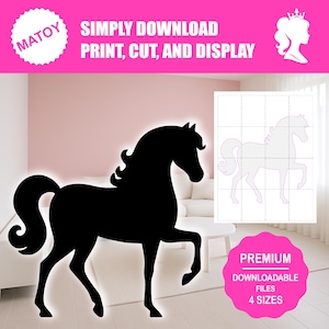 Princess Horse Party and Wall Decor | Printable Life-Size Silhouette | Trace & Cut Pattern for Yard Art, Garden Ideas and Event Displays