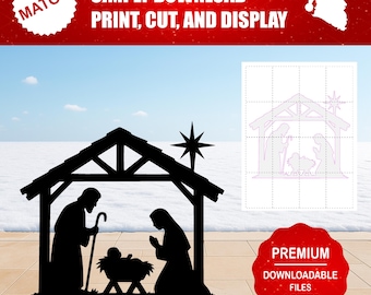 Plantilla de silueta de belén / Recorte navideño (descarga digital)