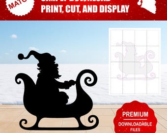 Silueta de Papá Noel en trineo / Plantilla de arte navideño para jardín (descarga digital)