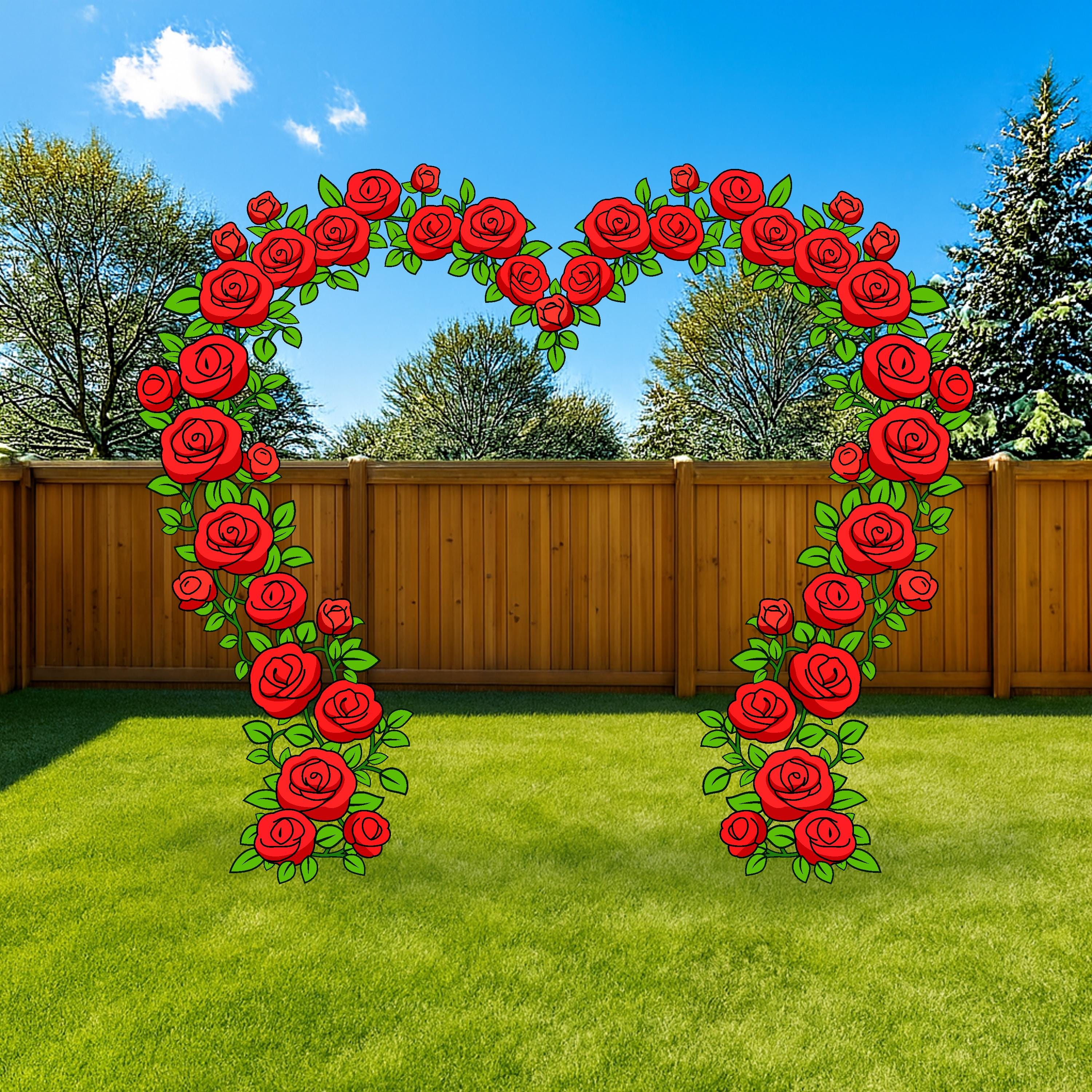 Red Roses Arch Printable Free Rose Heart Arch Printable Template | Valentine's Day Wall and Yard ...