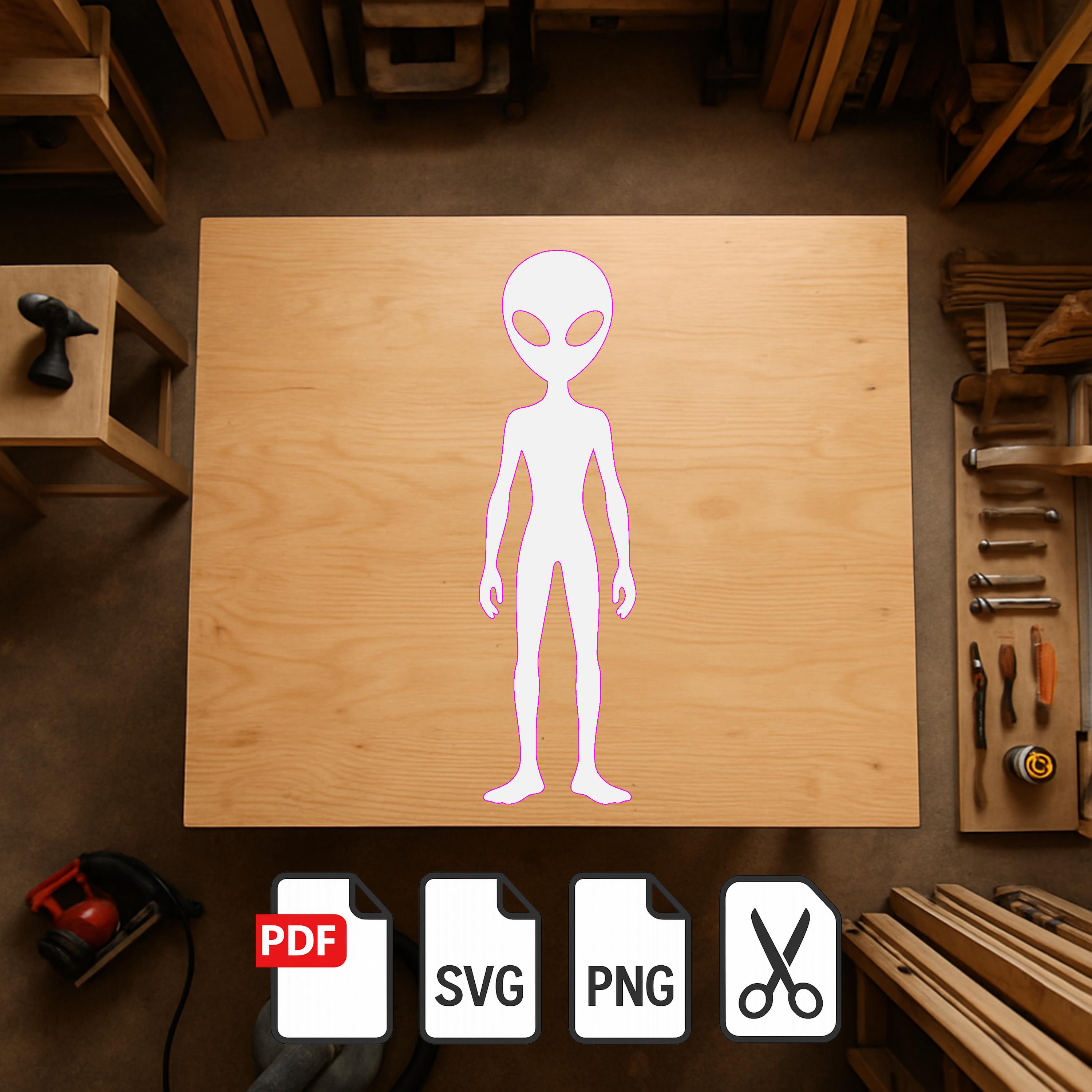 Classic Alien Silhouette Template | Life-size Printable Cutout (digital ...