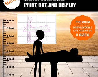 Alien Abduction Silhouette Template | Sci-Fi Halloween Decor (Digital Download)