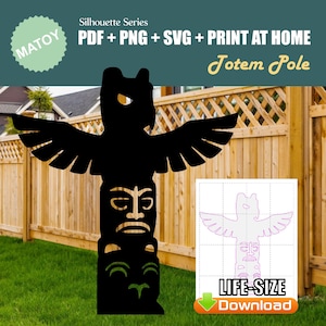 Totem Pole Party and Wall Decor | Printable Life-Size Silhouette | Trace & Cut Pattern for Yard Art, Garden Ideas and Event Displays