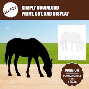 Horse Grazing Farm Party and Wall Decor | Printable Life-Size Silhouette | Trace & Cut Pattern for Yard Art, Garden Ideas and Event Displays