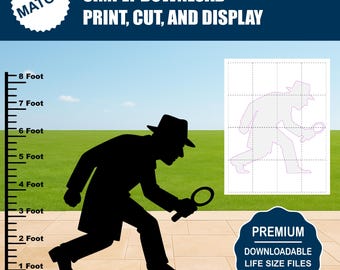 Plantilla de silueta de detective / Patrón imprimible para jardín (descarga digital)